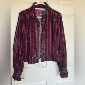 Andrew GN Paris Velvet Burgundy Evening Jacket with Black Trim